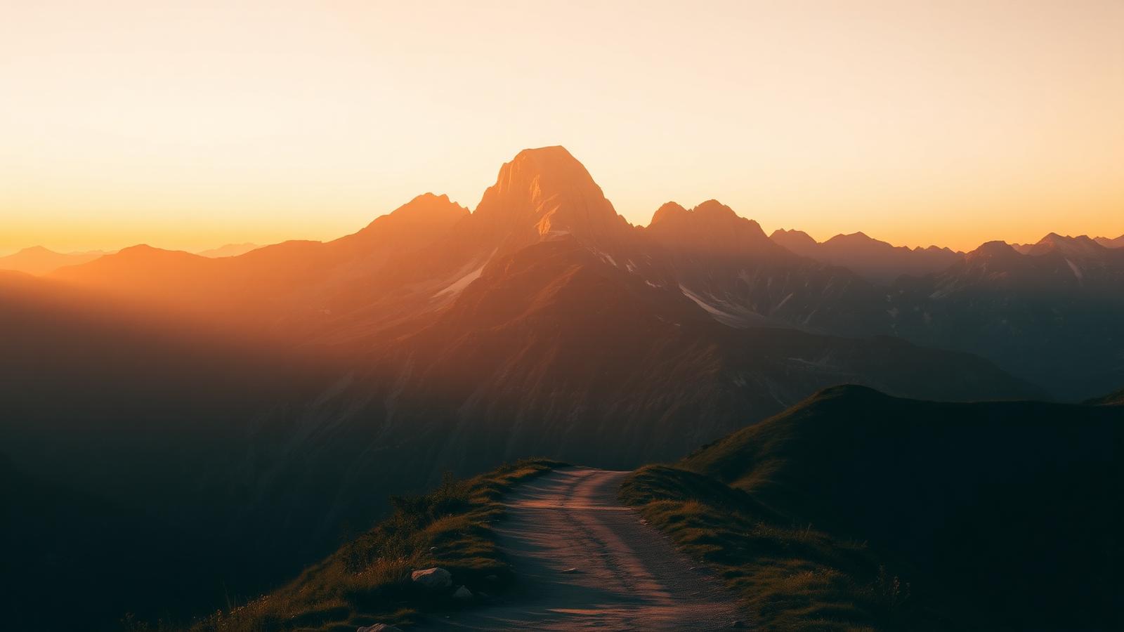 Sunrise over a mountain path